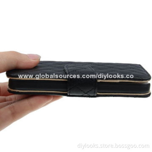 Soft Flip Leather Mobile Phone Cases for iPhone 5/5S with Credit Card Slots and Holder Function